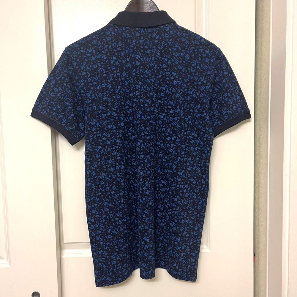 United Colors of Benetton Men’s Polo Shirt Navy Blue Floral Print Size L - Picture 3 of 9